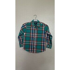 Gap Kids Green Orange Plaid Button Shirt SIZE SMALL 6 7